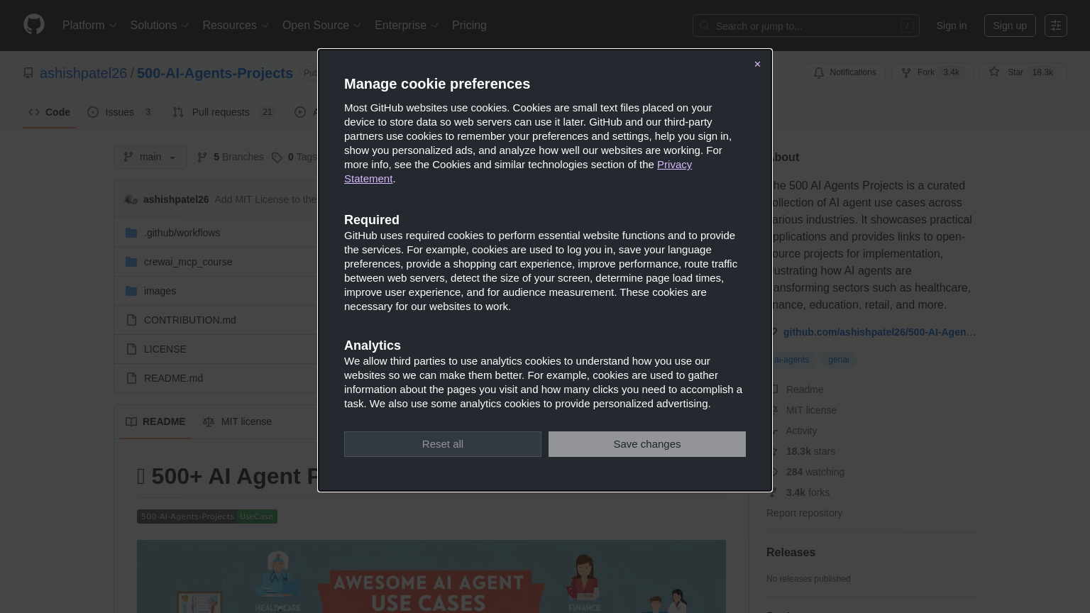 500 AI agents Projects